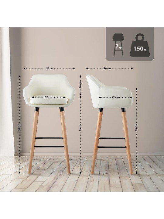 Set van 2 barkrukken Grant kunstleer, crème