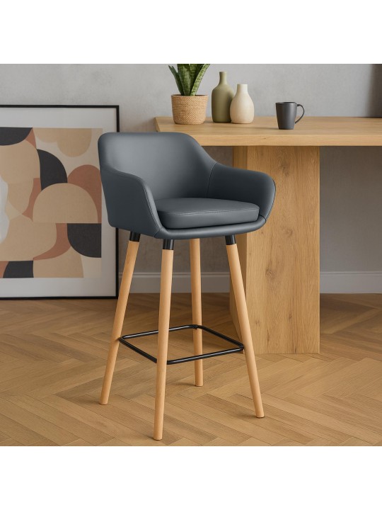 Set van 2 barkrukken Grant kunstleer, grijs