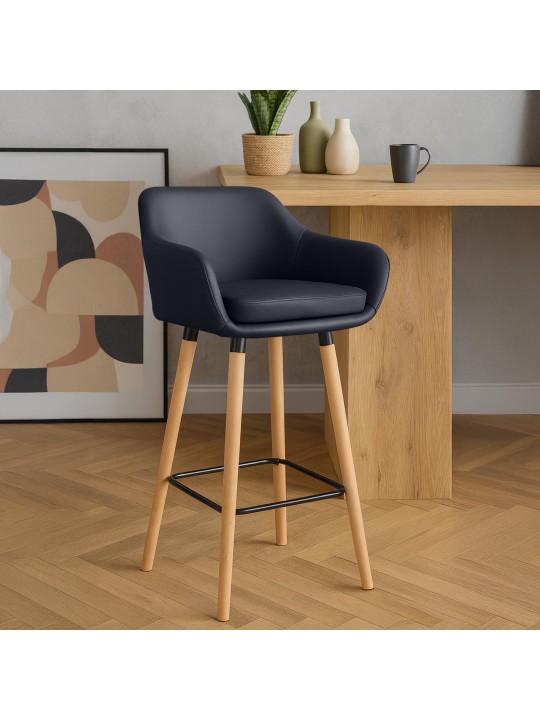 Set van 2 barkrukken Grant kunstleer, zwart