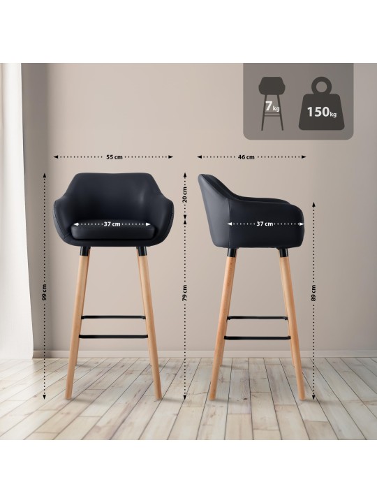 Set van 2 barkrukken Grant kunstleer, zwart