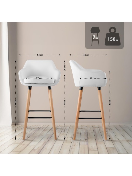 Set van 2 barkrukken Grant kunstleer, wit