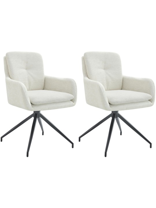 Set van 2 eetkamerstoelen Pickett stof, crème