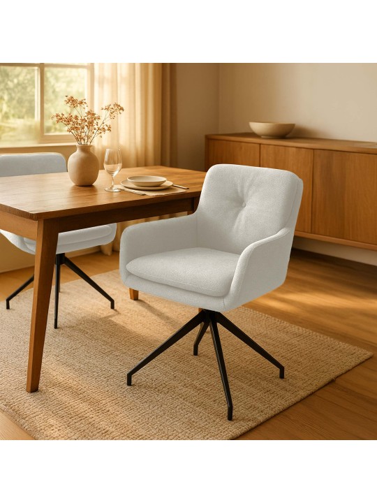 Set van 2 eetkamerstoelen Pickett stof, crème