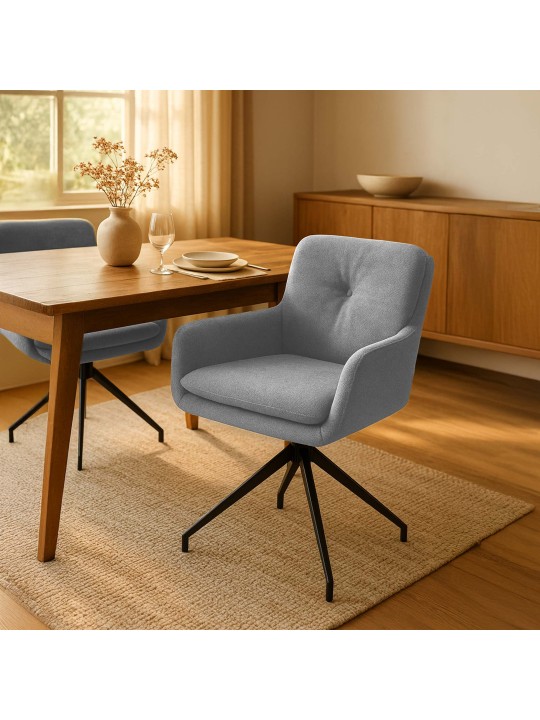 Set van 2 eetkamerstoelen Pickett stof, grijs