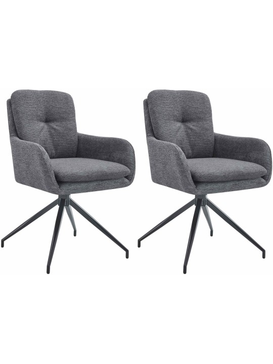 Set van 2 eetkamerstoelen Pickett stof, donkergrijs