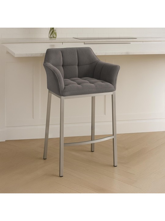 Barkruk Damaso E Cord met 4-poots frame, taupe