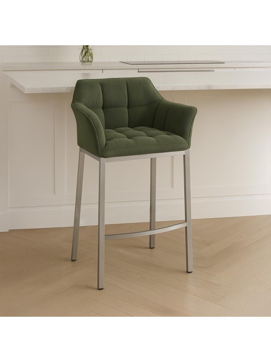 Barkruk Damaso E Cord met 4-poots frame, groen Barkruk Damaso E Cord met 4-poots frame, groen