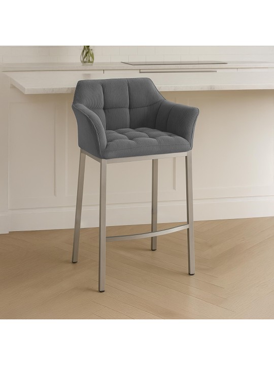 Barkruk Damaso E Cord met 4-poots frame, grijs Barkruk Damaso E Cord met 4-poots frame, grijs