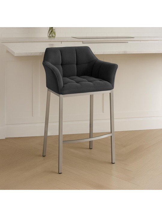 Barkruk Damaso E Cord met 4-poots frame, donkergrijs Barkruk Damaso E Cord met 4-poots frame, donkergrijs