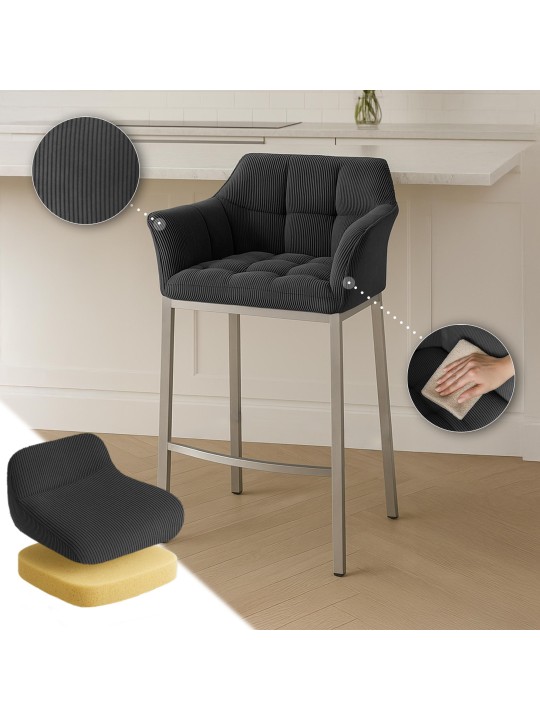 Barkruk Damaso E Cord met 4-poots frame, donkergrijs Barkruk Damaso E Cord met 4-poots frame, donkergrijs