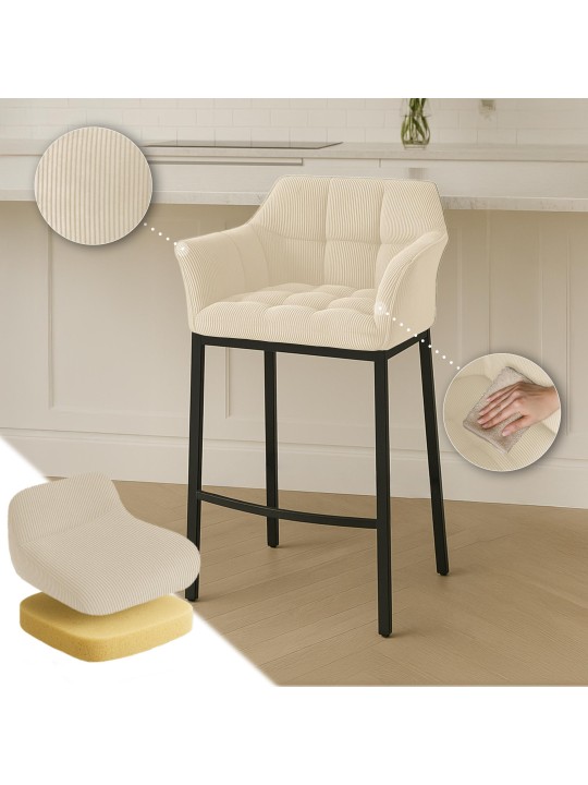 Barkruk Damaso B Cord met 4-poots frame, crème Barkruk Damaso B Cord met 4-poots frame, crème