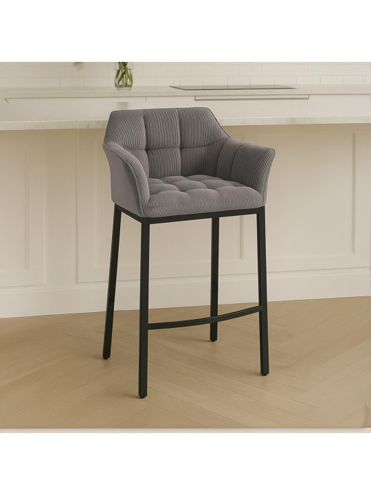 Barkruk Damaso B Cord met 4-poots frame, taupe