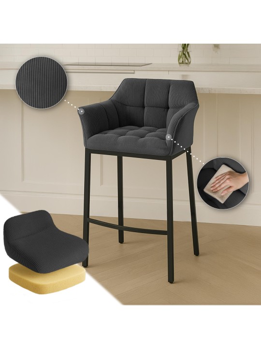 Barkruk Damaso B Cord met 4-poots frame, donkergrijs Barkruk Damaso B Cord met 4-poots frame, donkergrijs