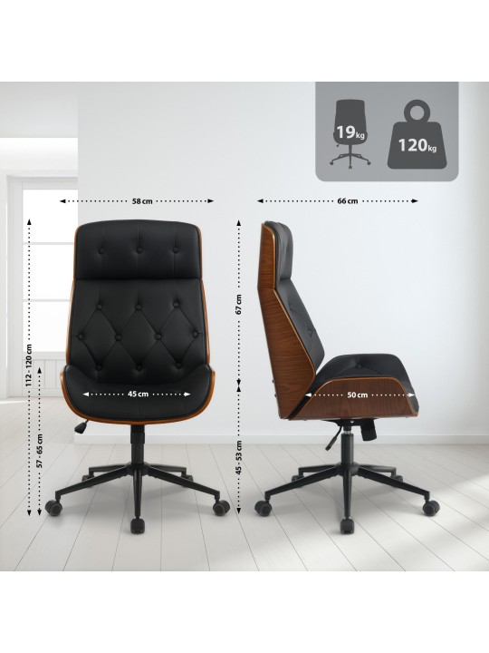 Bureaustoel Martil walnoot/, zwart