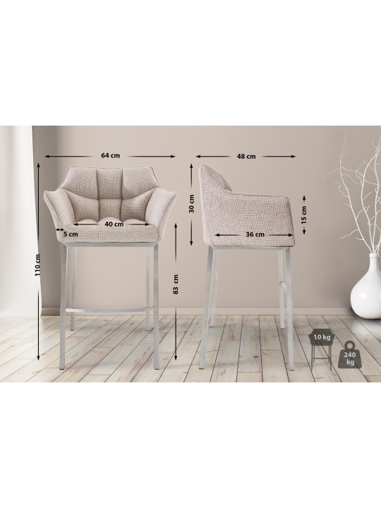 Barkruk Damaso E stof met 4-poots frame, ivoor Barkruk Damaso E stof met 4-poots frame, ivoor