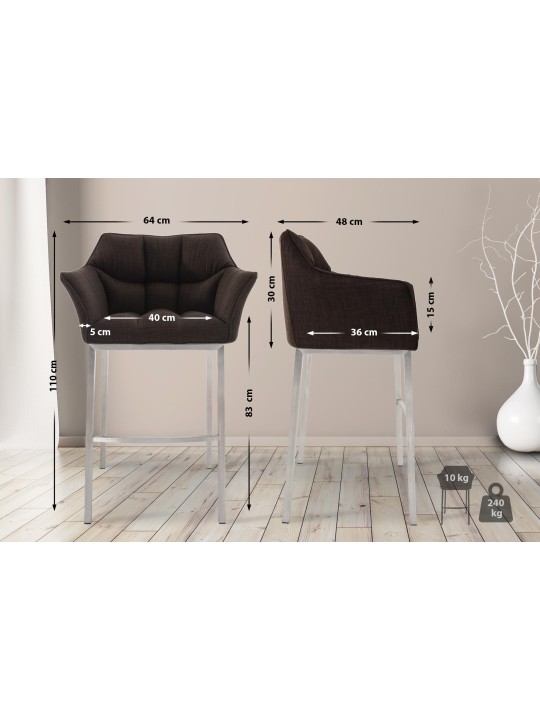 Barkruk Damaso E stof met 4-poots frame, bruin