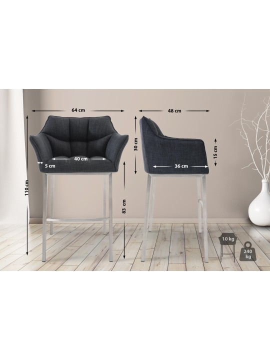 Barkruk Damaso E stof met 4-poots frame, donkergrijs Barkruk Damaso E stof met 4-poots frame, donkergrijs