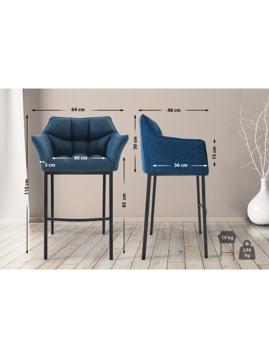 Barkruk Damaso B stof met 4-poots frame, blauw Barkruk Damaso B stof met 4-poots frame, blauw