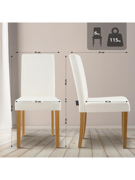 Eetkamerstoel Ina Cord antiek licht, crème