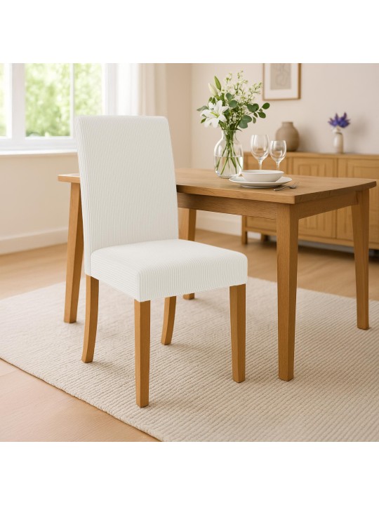 Eetkamerstoel Ina Cord antiek licht, crème