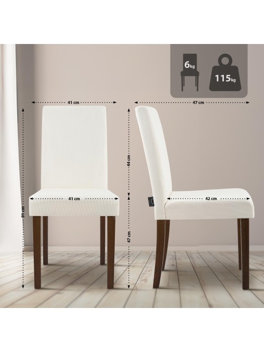 Eetkamerstoel Ina Cord antiek donker, crème