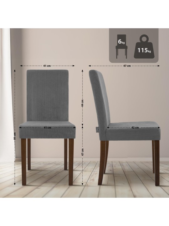 Eetkamerstoel Ina Cord antiek donker, grijs