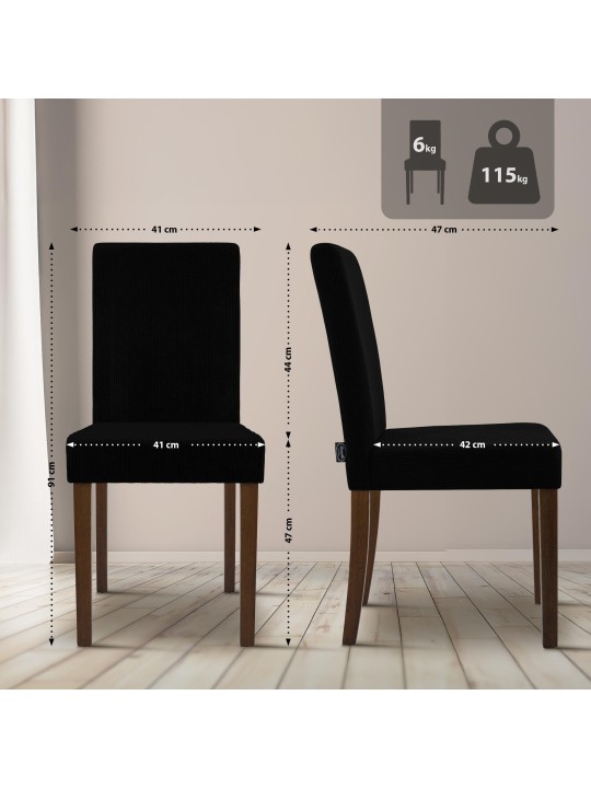 Eetkamerstoel Ina Cord antiek donker, zwart