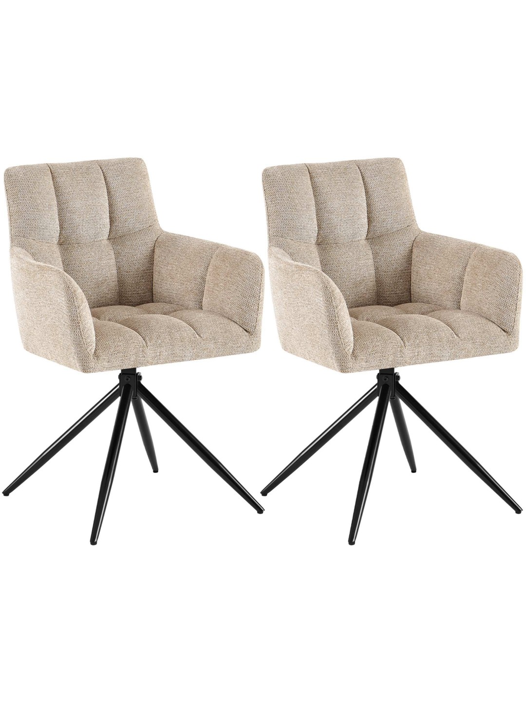 Set van 2 eetkamerstoelen Jonah stof, lichtbruin