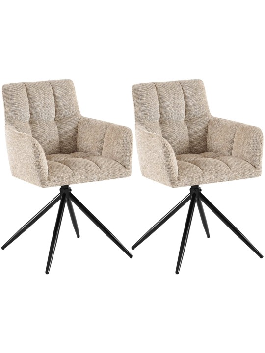 Set van 2 eetkamerstoelen Jonah stof, lichtbruin