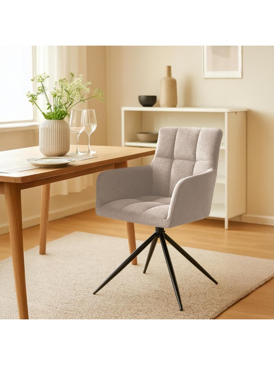 Set van 2 eetkamerstoelen Jonah stof, lichtbruin