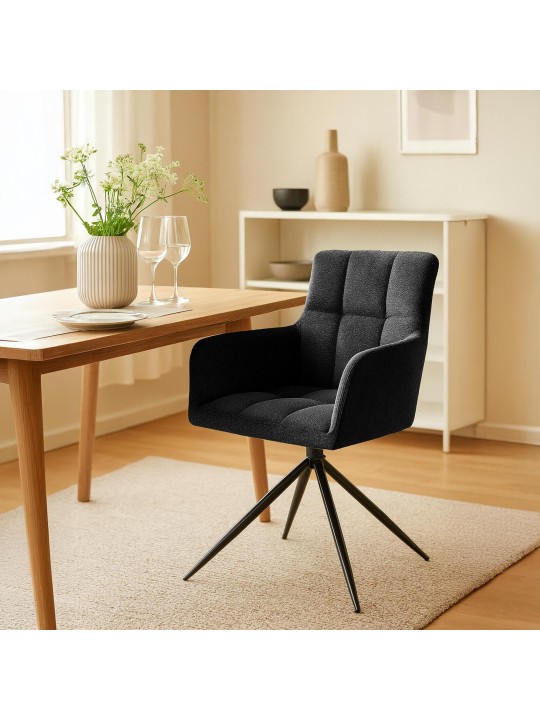 Set van 2 eetkamerstoelen Jonah stof, zwart