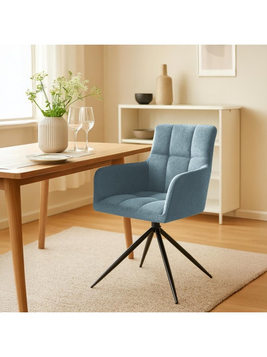 Set van 2 eetkamerstoelen Jonah stof, turquoise