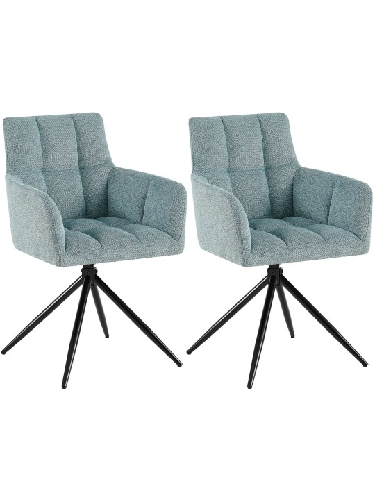 Set van 2 eetkamerstoelen Jonah stof, turquoise