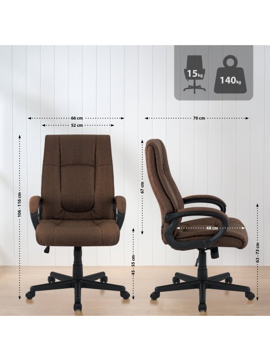 Bureaustoel XL Sparta stof, bruin
