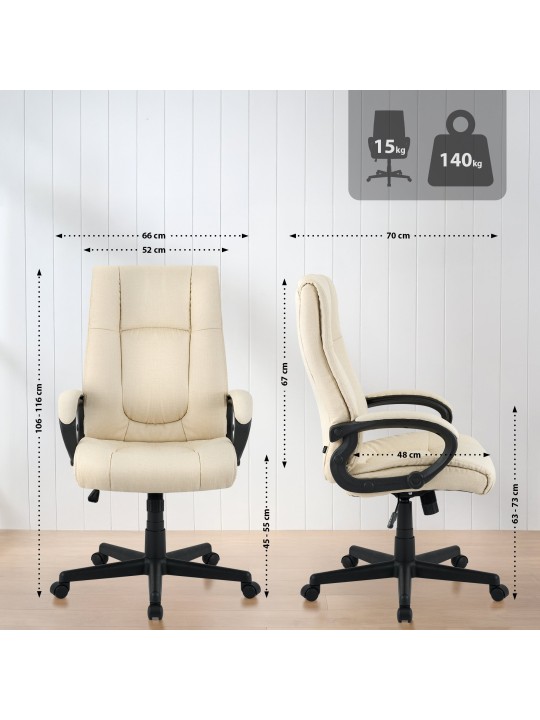 Bureaustoel XL Sparta stof, crème