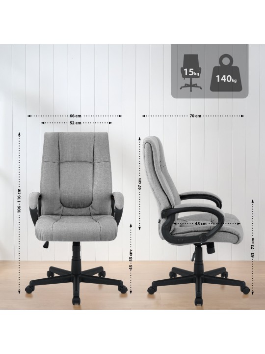 Bureaustoel XL Sparta stof, grijs