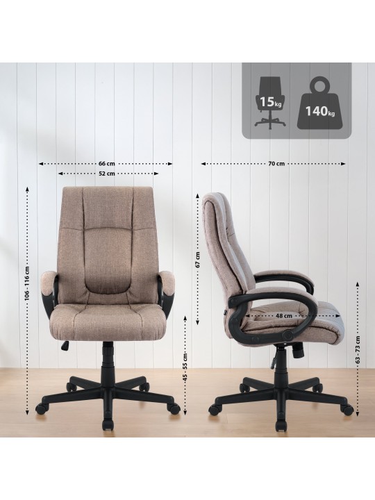 Bureaustoel XL Sparta stof, taupe