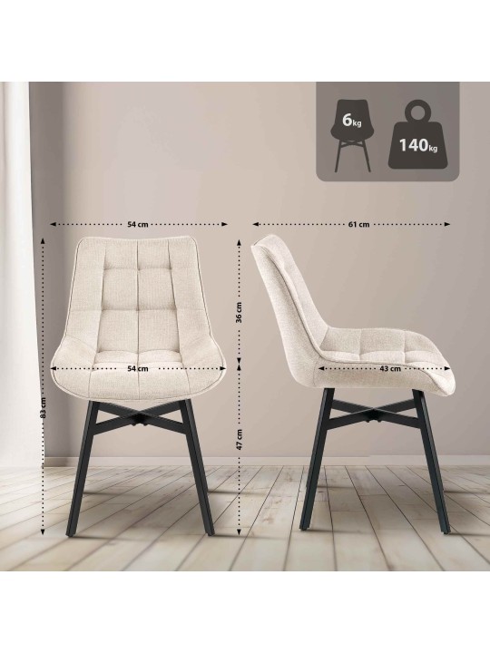 Stoel Colby stof, crème