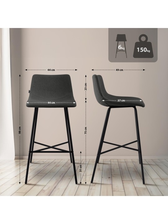 Barkruk Altona stof, donkergrijs