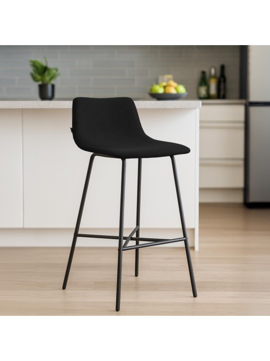 Barkruk Altona stof, zwart