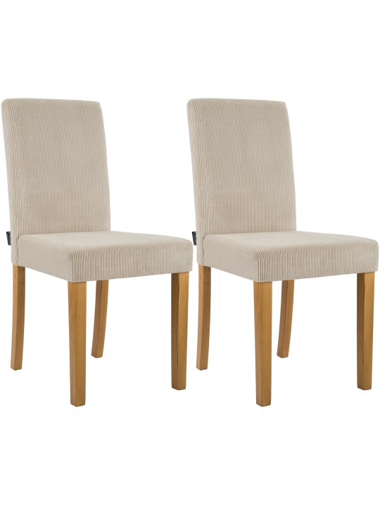 Set van 2 eetkamerstoelen Ina Cord antiek licht, lichtbruin