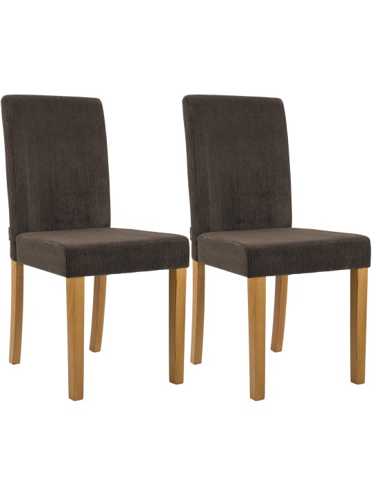 Set van 2 eetkamerstoelen Ina Cord antiek licht, bruin