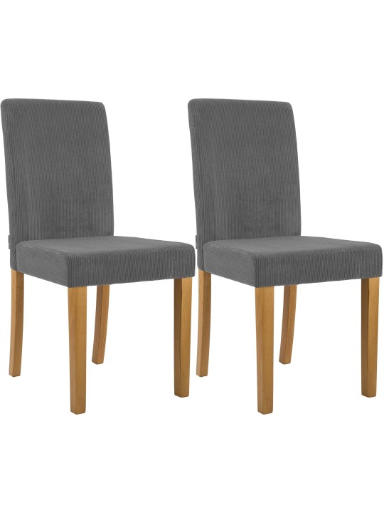 Set van 2 eetkamerstoelen Ina Cord antiek licht, grijs
