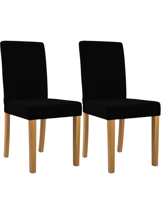 Set van 2 eetkamerstoelen Ina Cord antiek licht, zwart