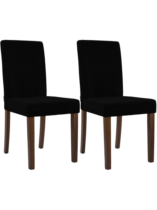 Set van 2 eetkamerstoelen Ina Cord antiek donker, zwart