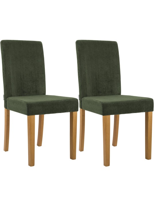 Set van 2 eetkamerstoelen Ina Cord antiek licht, groen