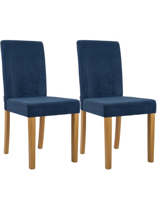 Set van 2 eetkamerstoelen Ina Cord antiek licht, blauw