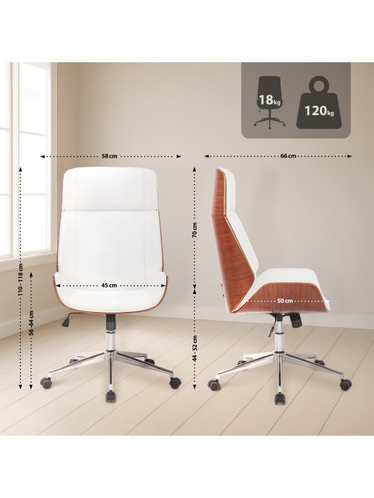 Bureaustoel Varel kunstleer, walnoot/wit
