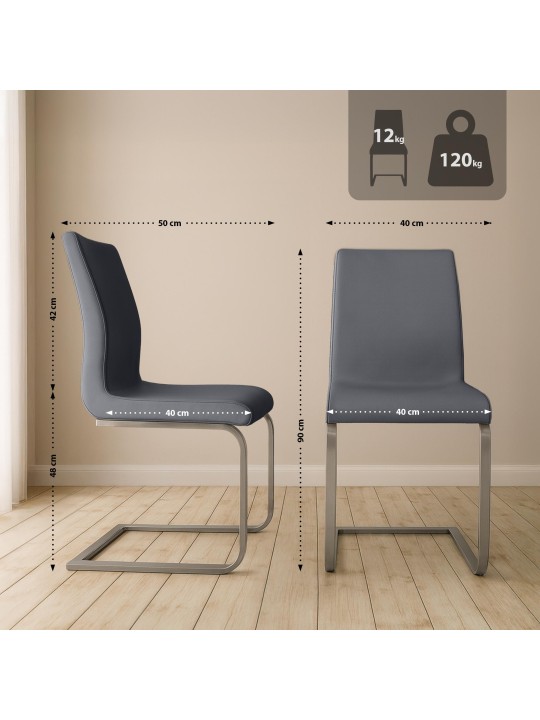 Set van 2 Belfort eetkamerstoelen, grijs