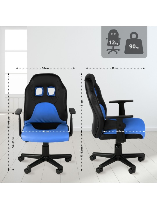 Kinderbureaustoel Fun, zwart/blauw